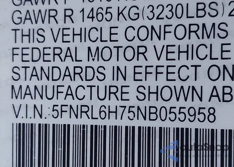 2022 Honda Odyssey Ex-L из США, поврежденный, VIN 5FNRL6H75NB055958